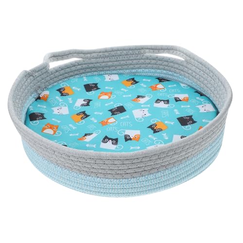 NOLITOY Geflochtenes Katzenkorbbett Katzennestbett Katzenschlafbett Katzenbett Schlafsofa gewebtes Haustierbettnest Haustier-Schlafbett binaural doppelseitige Matte Baumwollseil NOLITOY Geflochtenes Katzenkorbbett Katzennestbett Katzenschlafbett Katzenbett Schlafsofa gewebtes Haustierbettnest Haustier-Schlafbett binaural doppelseitige Matte Baumwollseil von NOLITOY