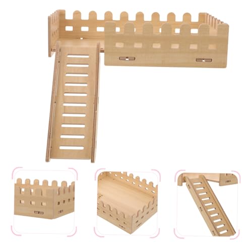 NOLITOY Hamsterkäfig Plattform aus Hochwertigem Holz mit Robuster Leiter Beissfest und Verschleißfest für Kleine Haus Hamster Kleintiere Wie Igel und Rennmäuse Fördert Klettern und von NOLITOY