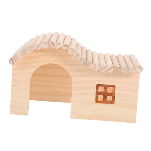 NOLITOY Haustier Hamster Villa Kleines Hamsterhaus Hamster-aktivitätsspielzeug Hamsterschutzhaus Hamsterhütte Haus Hamsternest Gemütliches Versteck Haus Für Khaki Hölzern von NOLITOY