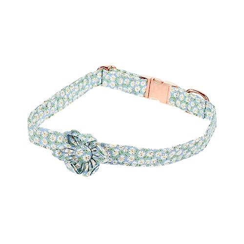 NOLITOY Exquisites Haustier-umhängeband mit Gänseblümchen-Blumenmuster Weicher Baumwolle Roségold-Clip für Hunde und Katzen von NOLITOY