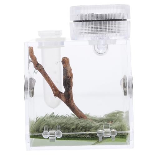 NOLITOY Hochtransparente Spinnen Habitat Box mit Lampe für Springende Spinnen Mini Lampe und Fütterungsöffnung für Terrarien und Insektenaufzucht von NOLITOY