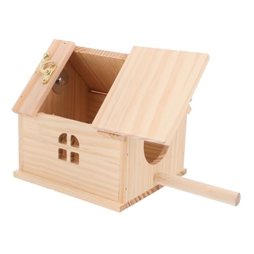 NOLITOY Holz Nistkasten für Wellensittiche und Papageien Handgefertigtes Vogelhaus aus Natürlichem Holz Sicherer Brut und Bruthaus Nistplatz für Wildvögel und Käfighaltung Langlebig und von NOLITOY