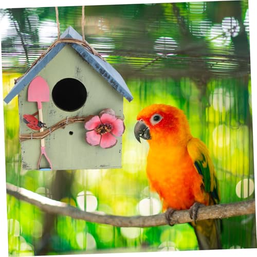 NOLITOY Holz vogelhaus zum Aufhängen Handgefertigtes Rustikales Nistnest für Kleine Vögel Wetterfestes Garten Balkon dekor Naturnahes Vogelhäuschen für Innen Außenbereich von NOLITOY