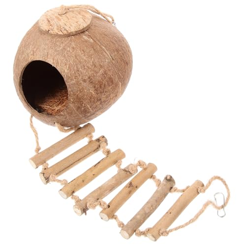 NOLITOY Kokosnussschalen Vogelhaus mit Leiter Hängendes Nistnest für Papageien und Kleine Haustiere Natürliches Schlafbett und Kletterspielzeug Teiliges für Käfig und Garten NOLITOY Kokosnussschalen Vogelhaus mit Leiter Hängendes Nistnest für Papageien und Kleine Haustiere Natürliches Schlafbett und Kletterspielzeug Teiliges für Käfig und Garten von NOLITOY
