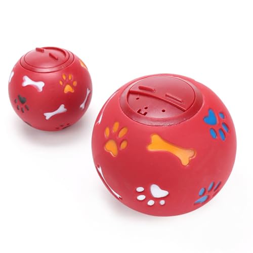 NOLITOY Leckerli-Ballspender Für Hunde Lustiges Hundebecher-Auslaufspielzeug TPR-Futterspender Kauer Iq-Training Hundespielzeug Interaktiver Welpen-Puzzleball Für Die Zahnreinigung Rot 11 von NOLITOY