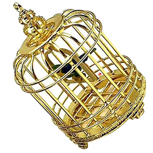 NOLITOY Miniatur-vogelkäfig Vogel- Puppenhaus Vogelkäfige Papagei Heimdekoration Miniatur-vogelhaus Winzig Dekorativ Miniaturpuppenhaus Vogelkäfig Dekorationen Metall Golden von NOLITOY