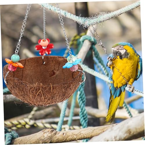NOLITOY Natürliches Kokosnussschalen Vogelnest Hängendes Vogelhaus mit Glatter Oberfläche Praktisches Nistmaterial zum Hängen für Papageien Sittiche und Gartenvögel Zufällige Farbe von NOLITOY