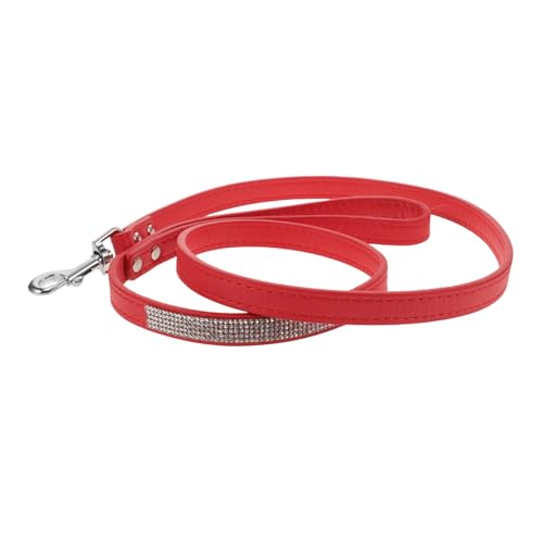 NOLITOY PU Hundeleine mit Funkelnden Strasssteinen für Kleine Verstellbare und Komfortable Leine für Joggen und Outdoor Aktivitäten Rot von NOLITOY
