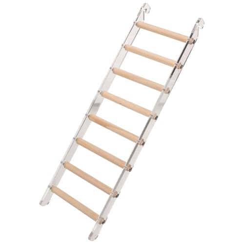 NOLITOY Papageienleitern, 8-stufiges Vogel-Trainingsspielzeug Spielleiter mit Haken für Käfige Acryl Kletterleiter Sitzstange Spielzeug Holz Papagei Sitzstange Ständer für Haustier Vogel Hamster von NOLITOY