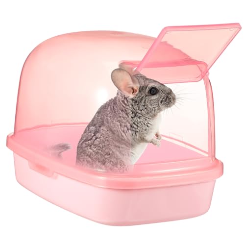 NOLITOY Plastiksand Badezimmer Chinchilla-Sandbadbehälter Hamsterbad Hamsterstaubbad meerschweinchen vertiefen Toilette Hamstertoilette für den Innenbereich Rosa von NOLITOY