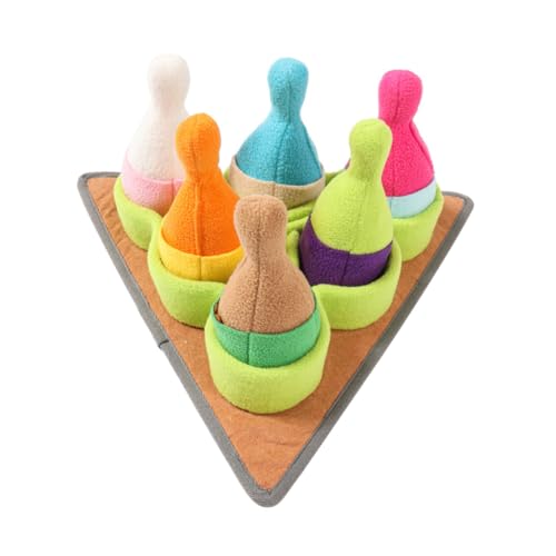 NOLITOY Puppy Bowling Snuffle Mat Farbig Langlebiges Beschäftigungsspielzeug für Hunde Fördert und Training Natürlicher Spielball für Welpen Hundefreundliches Foraging und Suchkissen von NOLITOY