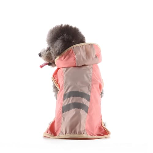 NOLITOY Reflektierender Hunde Regenmantel mit Kapuze Elastisches Material Verschleißfest Sicher bei Nacht für Spaziergänge im Frühling und Sommer XL Rosa von NOLITOY
