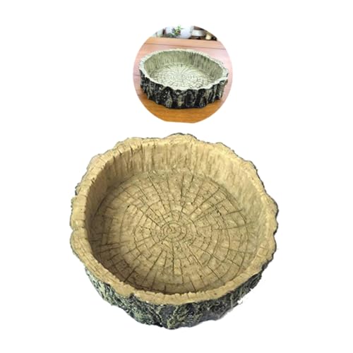 NOLITOY Reptilien Futternapf aus Umweltfreundlichem Resin mit Natürlicher Holzmaserung Langlebige Wasserschale und Futterbecken für Schildkröten Echsen Schlangen Frösche Geckos und von NOLITOY
