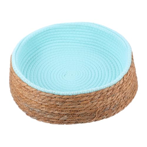 NOLITOY Rundes Haustierbett aus Handgeflochtenem Atmungsaktivem Rattan Langlebiges und Komfortables Schlafnest für Kleine Hunde und Katzen Tragbares Design für Sommer und Ganzjährige von NOLITOY