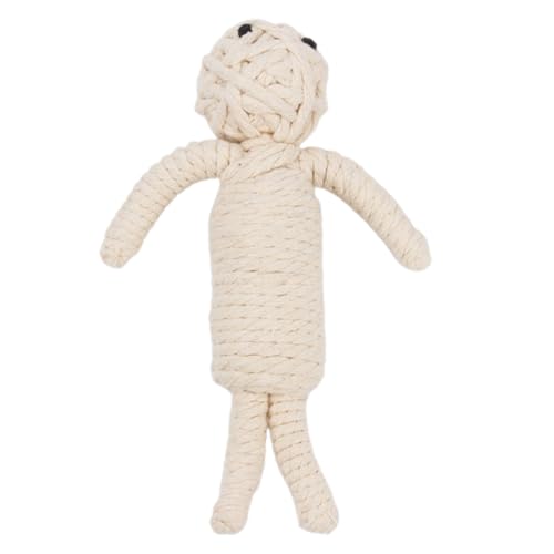 NOLITOY Sicheres Hund Kauspielzeug aus Baumwollfaden Handgefertigt Langlebig für Beißbedürfnis Welpen Indoor Outdoor Geeignet Weißes Puppen Design von NOLITOY