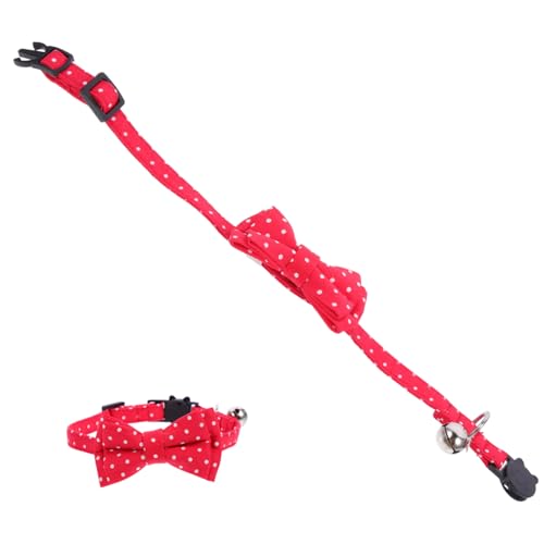 NOLITOY Verstellbares Katzenhalsband mit Glöckchen und Handgenähtem Schleifen Bogen Kleines Haustierhalsband für Hunde Weihnachtszubehör mit Verlust Funktion von NOLITOY