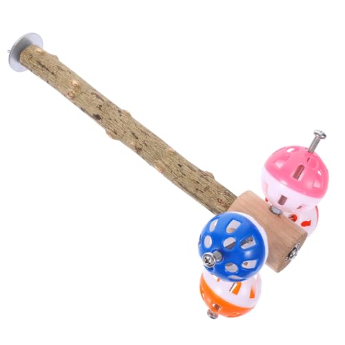 NOLITOY Vogel Käfig Sitzstange mit Drehbarem Ball Kauspielzeug aus Holz und Abs Langlebig Sicher für Papageien Wellensittiche Sittiche Interaktives Vogelstand Zubehör von NOLITOY