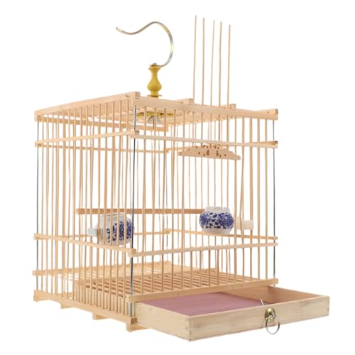 NOLITOY Vogelkäfig aus Käfig für Nymphensittiche Vogelkäfig für Turteltauben aus Vogelhaus mit Balkon Wellensittichkäfig Metall Beige von NOLITOY