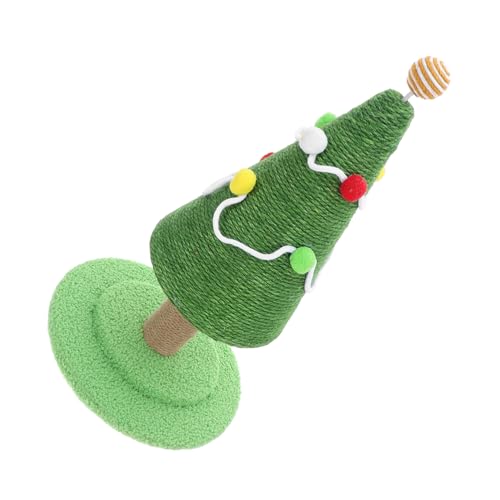 NOLITOY Weihnachtlicher Kratzbaum mit Natürlichem Sisal Hoher Katzen Kratzbaum Tannenbaum Form mit Bunten Bommeln Stabiles Katzen Kratzspielzeug für Krallenpflege und Möbel Schutz von NOLITOY