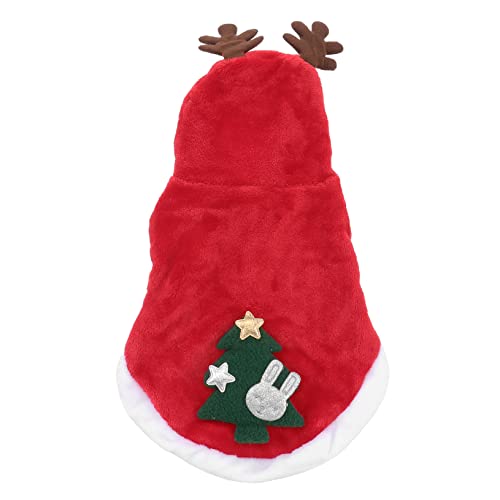 NOLITOY Weihnachtswelpen-Kapuzenmantel Weihnachtswelpenkostü Haustier Weihnachtstuch Hunde-Outfits Fleecepullover Für Hunde Welpen Mantel Mit Kapuze Haustier Hund Verwandlungs-Outfit von NOLITOY