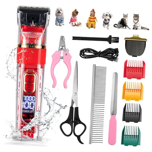 NOLITOY Wiederaufladbare Kabellose Haustier Haarschneidemaschine mit Niedrigem Geräuschpegel LED Batterieanzeige Waschbar Teiliges Hund und Katzen Grooming NOLITOY Wiederaufladbare Kabellose Haustier Haarschneidemaschine mit Niedrigem Geräuschpegel LED Batterieanzeige Waschbar Teiliges Hund und Katzen Grooming von NOLITOY