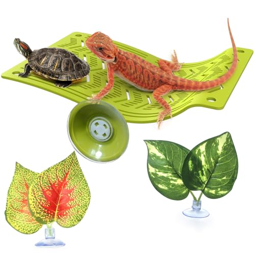 NOMOY Bartagamen-Hängematte mit realistischen Blättern, vielseitiger Saugnapf, Reptilien-Lebensraum-Dekor, Dschungel-Thema, Kletterzubehör für Eidechsen, Frösche, Schildkröten, Schlangen und Spinnen NOMOY Bartagamen-Hängematte mit realistischen Blättern, vielseitiger Saugnapf, Reptilien-Lebensraum-Dekor, Dschungel-Thema, Kletterzubehör für Eidechsen, Frösche, Schildkröten, Schlangen und Spinnen von NOMOY