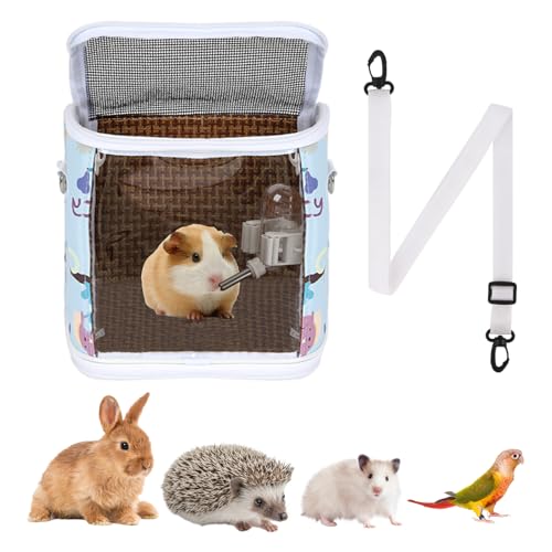 Tragetasche für Meerschweinchen mit Wasserflasche, tragbare Tragetasche für Kleintiere, durchsichtiges Fenster, Rucksack für Hamster, Hasen, Rennmaus, Igel, Zucker, Gleiter, Eidechse, Vogel, Blau Tragetasche für Meerschweinchen mit Wasserflasche, tragbare Tragetasche für Kleintiere, durchsichtiges Fenster, Rucksack für Hamster, Hasen, Rennmaus, Igel, Zucker, Gleiter, Eidechse, Vogel, Blau von NOONEAU