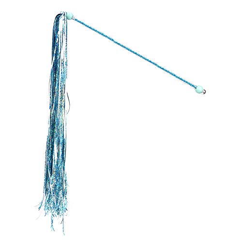 NOPNOG 30cm Lange Bunte Katzen Interaktive Sticks, mit 45cm Langer glänzender Quaste, Katzen Teaser, Kunststoff (Blau) von NOPNOG