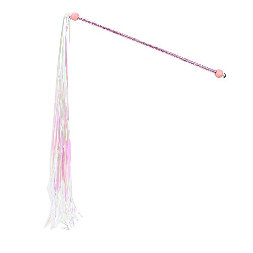 NOPNOG 30cm Lange Bunte Katzen Interaktive Sticks, mit 45cm Langer glänzender Quaste, Katzen Teaser, Kunststoff (Rosa und Weiß) von NOPNOG