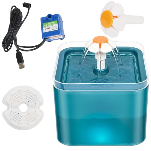 NOPNOG Automatischer Katzentrinkbrunnen mit LED-Beleuchtung, Wasserspender für Haustiere mit Umwälzfilter, USB-Aufladung (Grün) von NOPNOG