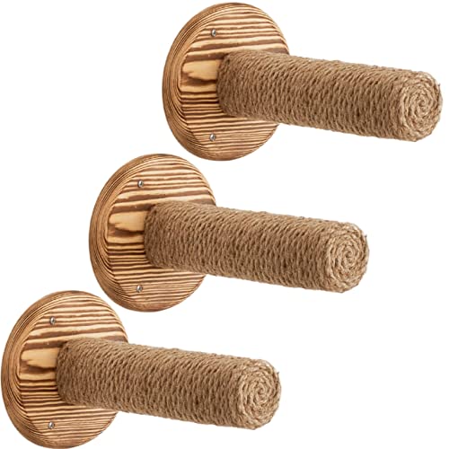 Set von 3 Wand montierbar Rund Sisal Seil Katze Postschritte - Massivholz Naturkatze Wandmöbel - Wandmontierte Katze Baum Klettern Kratzturm Möbel für Indoor Katzen Set von 3 Wand montierbar Rund Sisal Seil Katze Postschritte - Massivholz Naturkatze Wandmöbel - Wandmontierte Katze Baum Klettern Kratzturm Möbel für Indoor Katzen von NOVECRAFTO
