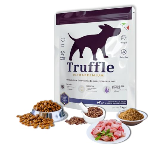 Novel Pet Food, Truffle Ultrapremium Truthahn, Trockenfutter für erwachsene Hunde, glutenfrei, mit Truthahn, Larvenmehl, reinem und raffiniertem Schmalz, Lachsöl, 2 kg von NOVEL PET FOOD