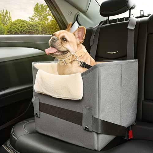 Hunde-Autositz für kleine Hunde oder mittelgroße Hunde, tragbarer Autositz für Hunde mit Geschirr und dickem Kissen, perfekt für kleine Haustiere bis zu 11,3 kg (grau) Hunde-Autositz für kleine Hunde oder mittelgroße Hunde, tragbarer Autositz für Hunde mit Geschirr und dickem Kissen, perfekt für kleine Haustiere bis zu 11,3 kg (grau) von NOVOLAB