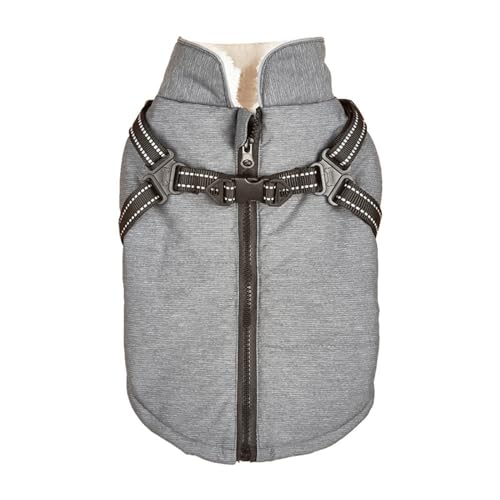 Haustier-Hundekleidung, Geschirr, wasserdichte Hundejacke, Weste, Winter, warme Hundekleidung, Welpen, Shih Tzu, Chihuahua-Mantel, Französische Bulldogge (Farbe: Dunkelgrau, Größe: L 7–9,5 kg) von NOVSKI