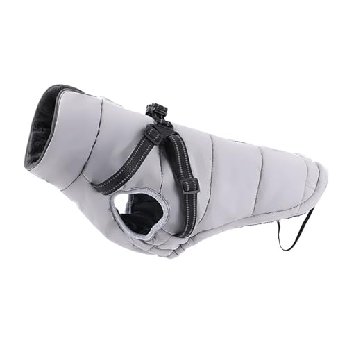 Haustier-Hundekleidung, Geschirr, wasserdichte Hundejacke, Weste, Winter, warme Hundekleidung, Welpen, Shih Tzu, Chihuahua-Mantel, Französische Bulldogge (Farbe: Grau, Größe: XXL 15,5–21 kg) von NOVSKI