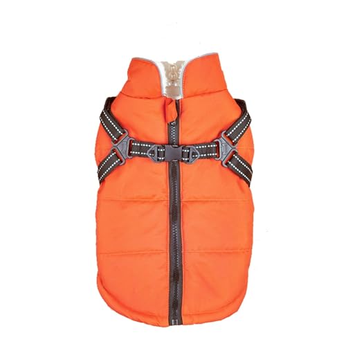 Haustier Hundekleidung Geschirr Wasserdichte Hundejacke Weste Winter Warme Hundekleidung Welpen Shih Tzu Chihuahua Mantel Französische Bulldogge (Farbe: Orange, Größe: S 3-4 kg) von NOVSKI