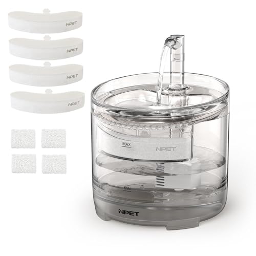 NPET Cat WF050TP Automatischer Haustier-Trinkbrunnen mit Ersatz-Wasserhahn-Set, 1,5 l, 4 Ersatzfilter (ohne Adapter) von NPET