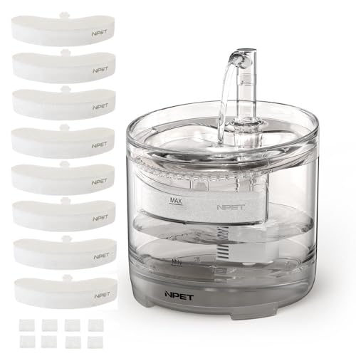NPET Cat Water Fountain WF050TP Automatischer Haustier-Trinkbrunnen mit Ersatz-Wasserhahn-Kit – 8 Ersatzfilter (kein Adapter) von NPET
