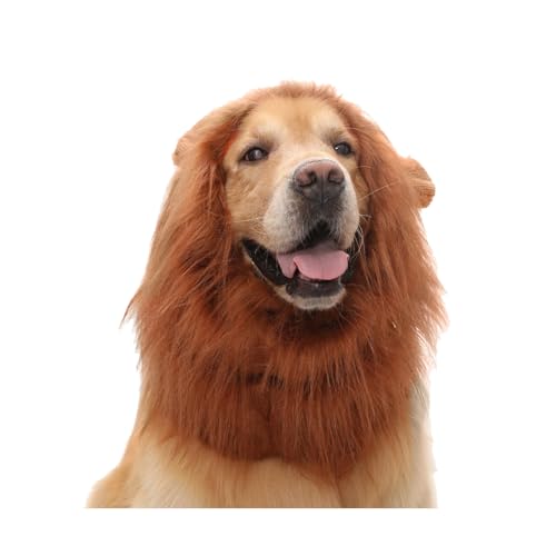 Dog Lion Mane, Lion Mane for Dog, Lion Mane Costume for Dog, Black Lion Mane for Dog, Lion Mane Wig for Dog with Ears, Adjustable Lion Mane for Dog Black, Suitable for All Dogs (Large,Dark brown) von NPSMOPC