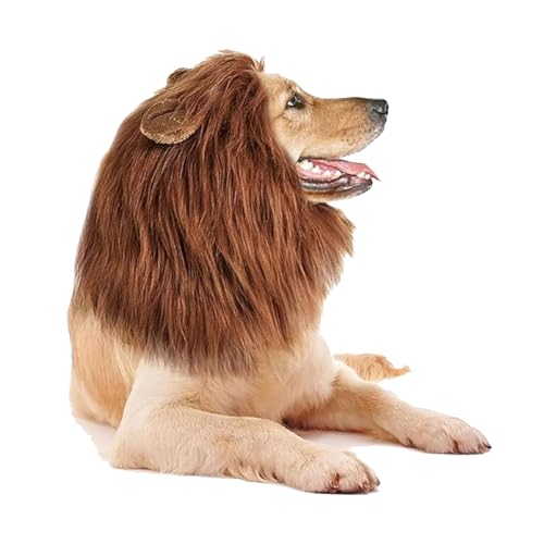 NPSMOPC Dog Lion Mane, Lion Mane for Dog, Lion Mane Costume for Dog, Black Lion Mane for Dog, Lion Mane Wig for Dog with Ears, Adjustable Lion Mane for Dog Black, Suitable for All Dogs (Large,Coffee) von NPSMOPC