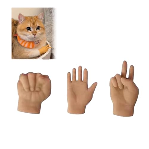 NPSMOPC Mini Hands for Cats, Mini Human Hands for Cats, Tiny Hands for Cats Crossed, Cat Mini Hands, Tiny Folded Hands for Cat Paws, Small Tiny Hands Soft for Cat Massage (3pcs) von NPSMOPC