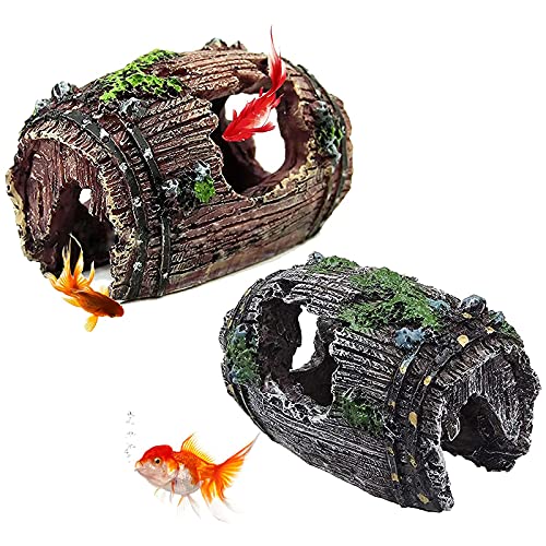 2 Stück Aquarium Fass Harz Ornament Aquarium Harz Barrel Barrel Aquarium Haus Aquarium Fische Haus Aquarium Deko Aquarium Ornament Höhle Landschaftsbau Dekoration Für Aquarium Fish Shrimp Hiding von NPTGLYQW