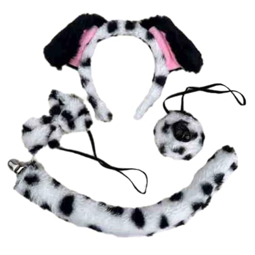 Hundeohr Stirnband Schwanz Nase Und Bowtie Halloween Hund Kostüme Für Kinder Halloween Geburtstag Cosplay Party Dress Up von NPXUAMTJ