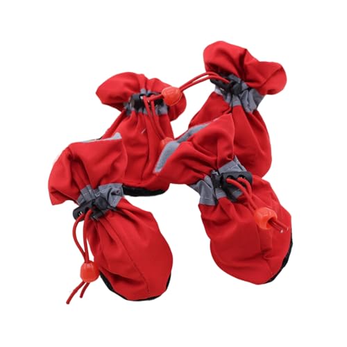 NPXUAMTJ 4pcs Hundesocken Füße Deckt Schutzhunde Schuhe Stiefel Mit Verstellbarer Kordelstring Hunde Pfoten Nonslip Dog von NPXUAMTJ