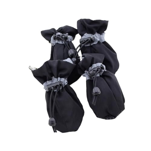 NPXUAMTJ 4pcs Hundesocken Füße Deckt Schutzhunde Schuhe Stiefel Mit Verstellbarer Kordelstring Hunde Pfoten Nonslip Dog von NPXUAMTJ