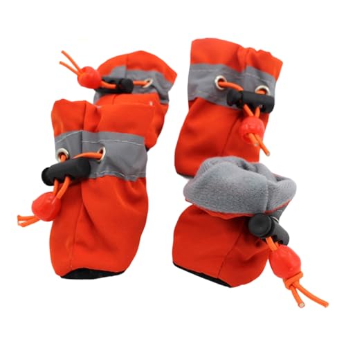 NPXUAMTJ 4pcs Hundesocken Füße Deckt Schutzhunde Schuhe Stiefel Mit Verstellbarer Kordelstring Hunde Pfoten Nonslip Dog von NPXUAMTJ