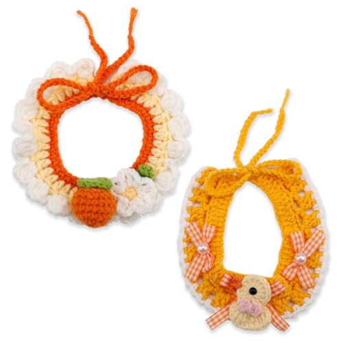 2stk Katzenhalsbänder, Süßes Gestricktes Katzenhalsband zum Mitnehmen Verstellbares Katzenhalsband für Halloween Bequem für Katzen Hunde Haustiere Halloween-Partys (Größe M) von NQEUEPN