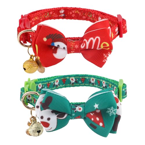 2stk Weihnachtliches Katzenhalsband, Verstellbare Katzenhalsbänder mit Glöckchen Weihnachtshalsbänder für Kätzchen Feiertags-Kätzchenhalsband Weihnachtszubehör für Katzen Und Hunde 2stk Weihnachtliches Katzenhalsband, Verstellbare Katzenhalsbänder mit Glöckchen Weihnachtshalsbänder für Kätzchen Feiertags-Kätzchenhalsband Weihnachtszubehör für Katzen Und Hunde von NQEUEPN