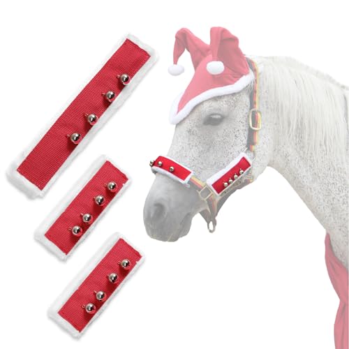NRTFE Fleece Pferd Santa Halfter Zaumzeug Abdeckung mit Glöckchen für Weihnachtsparade NRTFE Fleece Pferd Santa Halfter Zaumzeug Abdeckung mit Glöckchen für Weihnachtsparade von NRTFE