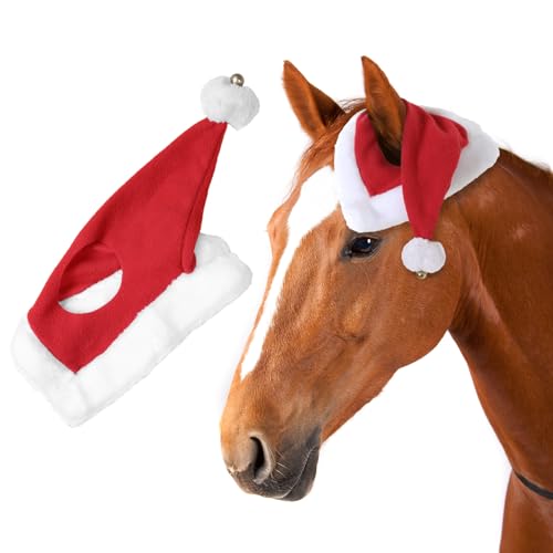 NRTFE Weihnachtsmütze für Pferd, Reiten, Weihnachten, Urlaub, Fleece-Kappe mit Glöckchen, Haustier-Kostüme, Weihnachten, Einohr, Schlupfschuh NRTFE Weihnachtsmütze für Pferd, Reiten, Weihnachten, Urlaub, Fleece-Kappe mit Glöckchen, Haustier-Kostüme, Weihnachten, Einohr, Schlupfschuh von NRTFE